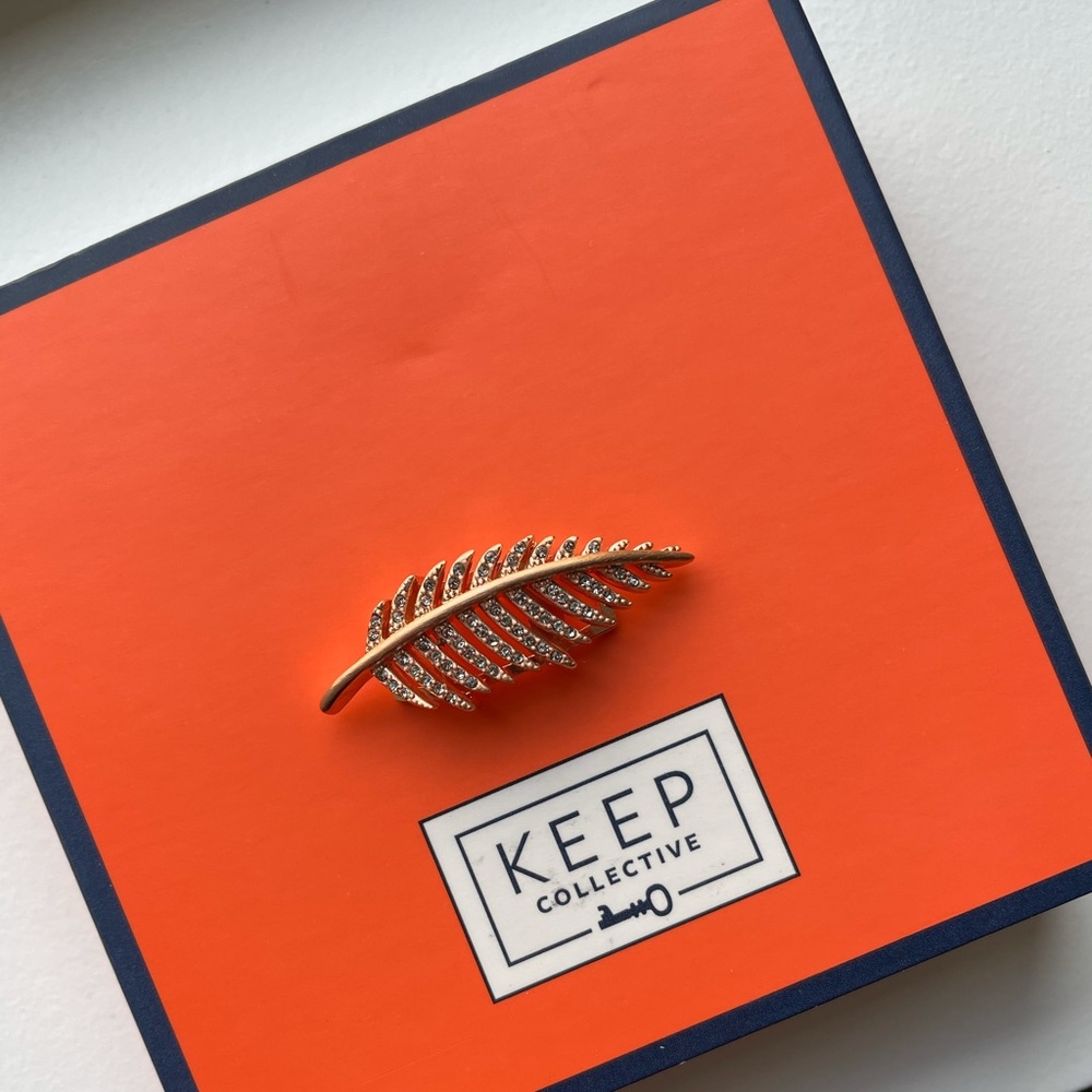 Rose Gold Pave Palm Leaf